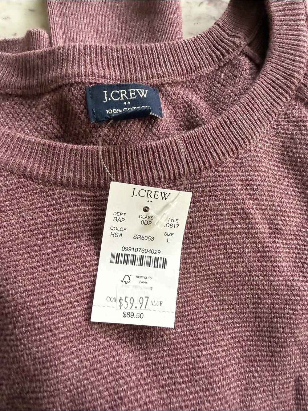 J. Crew Men’s Crewneck Sweater - Plum and Light Gray